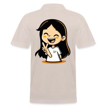 Fröhliches Cartoon-Mädchen mit Peace-Zeichen - Männer Poloshirt - Beige - Hinten - Nico (186cm)