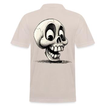 Super lustiger, seltsamer, glücklicher Totenkopf - Männer Poloshirt - Beige - Hinten - Nico (186cm)