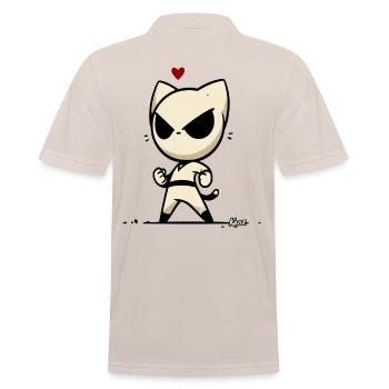Eine elegante und heimliche Ninja-Katze - Männer Poloshirt - Beige - Hinten - Nico (186cm)