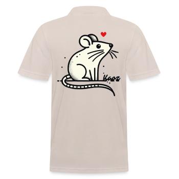 Cute loving mouse with heart - Men's Polo Shirt - beige - Back - Nico (186cm)