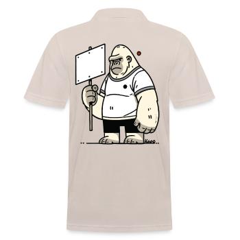 Gorilla with an empty sign: Your text here - Men's Polo Shirt - beige - Back - Nico (186cm)
