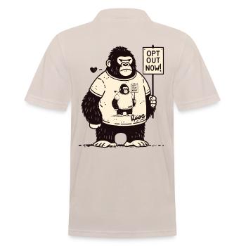Gorilla mit Schild: Jetzt abmelden! - Männer Poloshirt - Beige - Hinten - Nico (186cm)