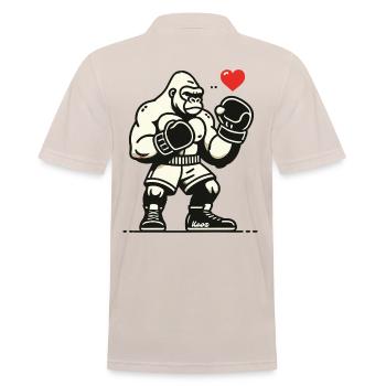Boxer-Gorilla mit Herz - Männer Poloshirt - Beige - Hinten - Nico (186cm)