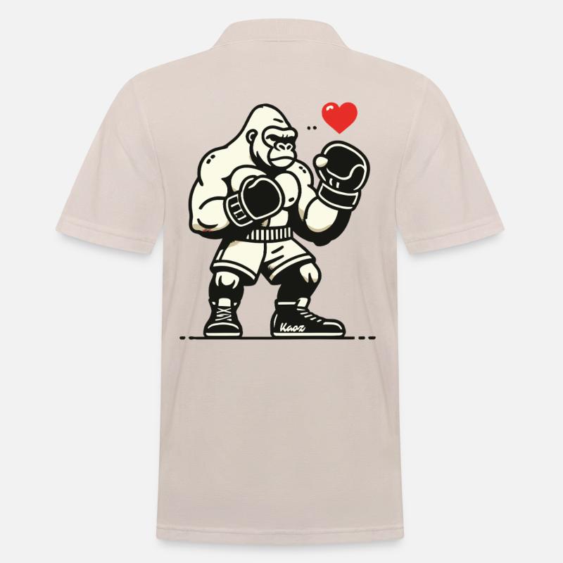 Boxer-Gorilla mit Herz - Männer Poloshirt - Beige