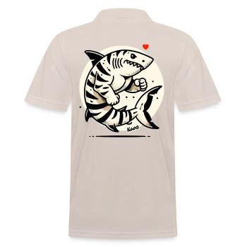 Muscular Tiger Shark: Shark Powerhouse of the Seas - Men's Polo Shirt - beige - Back - Nico (186cm)