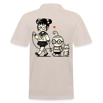 japanese schoolgirl, little brotherwith dog - Men's Polo Shirt - beige - Back - Nico (186cm)