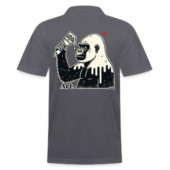 Gorilla Künstler, Kund mit Pinsel und Farbe - Männer Poloshirt - Anthrazit - Hinten - Nico (186cm)