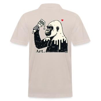 Artiste gorille, client avec pinceau et peinture - Polo Homme - beige - Dos - Nico (186cm)