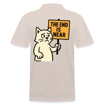 Traurige Katze mit „Das Ende naht“ - Männer Poloshirt - Beige - Hinten - Nico (186cm)