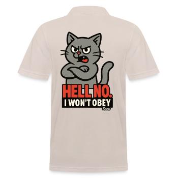 Rebellische Katze: Ich werde nicht gehorchen - Männer Poloshirt - Beige - Hinten - Nico (186cm)