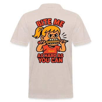 Beiß mich! Comic-Mädchen mit Wutanfall - Männer Poloshirt - Beige - Hinten - Nico (186cm)