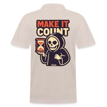 Sensenmann mit Sanduhr: Mach was draus - Männer Poloshirt - Beige - Hinten - Nico (186cm)