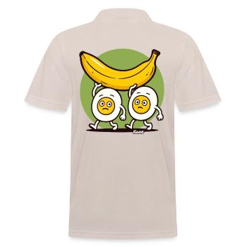 Two sad eggs carry a banana - Men's Polo Shirt - beige - Back - Nico (186cm)