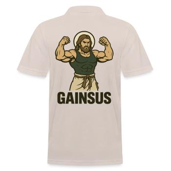 Muscular saint with bodybuilder pose - Men's Polo Shirt - beige - Back - Nico (186cm)