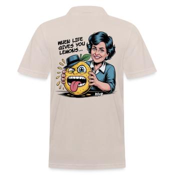 10080 woman squeezing a male lemon - Men's Polo Shirt - beige - Back - Nico (186cm)