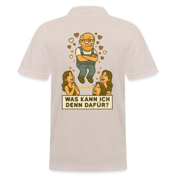 Grantiger Mann wird verehrt schwebt mit Herzchen - Männer Poloshirt - Beige - Hinten - Nico (186cm)