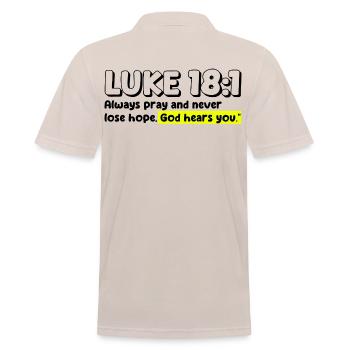 Luke 18:1 | Bible Quote - Men's Polo Shirt - beige - Back - Nico (186cm)