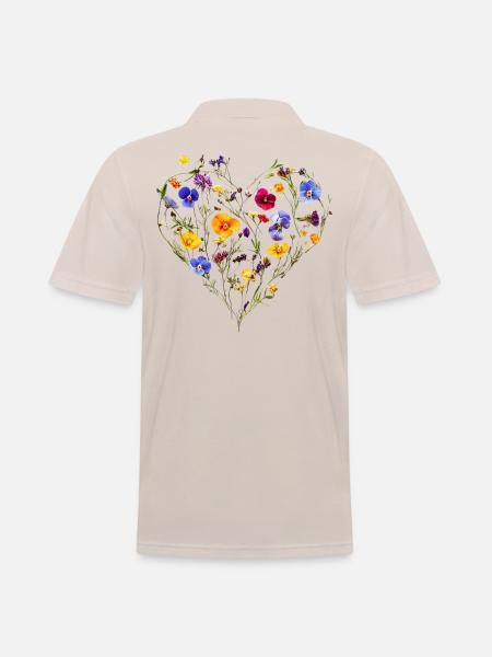 Heart of delicate blossoms - Spring-like - Men's Polo Shirt - beige