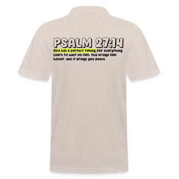 Psalm 27:14 | Bible Quote - Men's Polo Shirt - beige - Back - Nico (186cm)