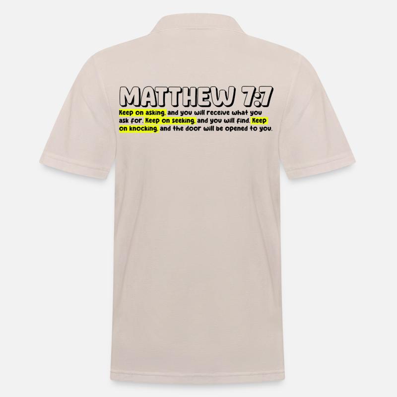Matthieu 7:7 | Citation de la Bible - Polo Homme - beige