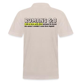 Romains 5:8 | Citation de la Bible - Polo Homme - beige - Dos - Nico (186cm)