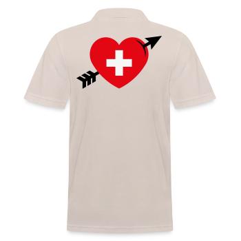 Herz Mit Schweizerkreuz Und Pfeil (Schweiz / 3C) - Männer Poloshirt - Beige - Hinten - Nico (186cm)
