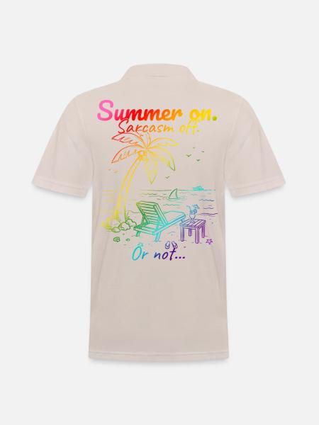 Summer on. Sarcasm off. Regenebogen. - Männer Poloshirt - Beige