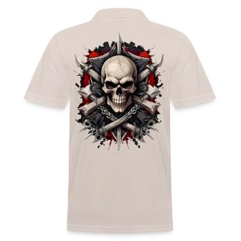 Tête de mort gothique, skull, metal, biker - Polo Homme - beige - Dos - Nico (186cm)