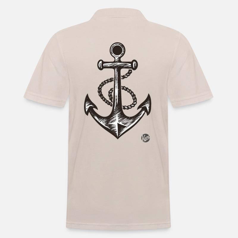 Segelschiff Anker - Männer Poloshirt - Beige