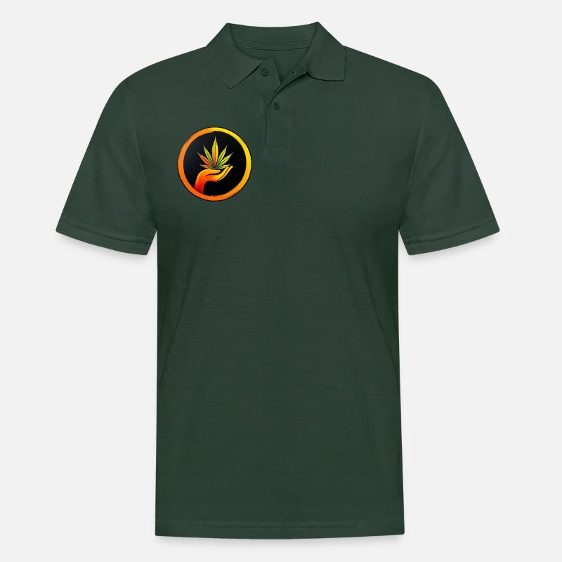 Marijuana leaf - LOGO button 1 - Männer Poloshirt - Tannengrün