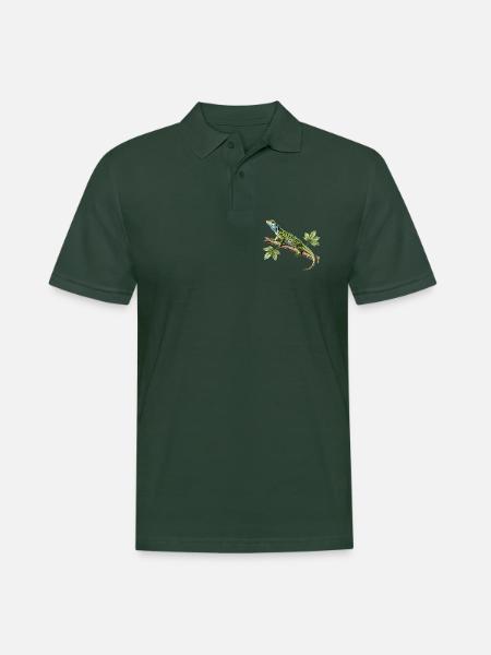 Green Lizard – Vintage-Naturwissenschaftsillustration - Männer Poloshirt - Tannengrün