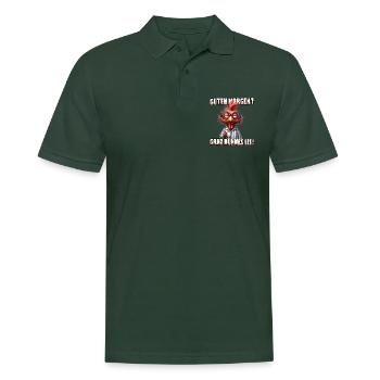 Guten Morgen? Ganz dünnes Eis Hahn mit Kaffee - Männer Poloshirt - Tannengrün - Vorne - Nico (186cm)