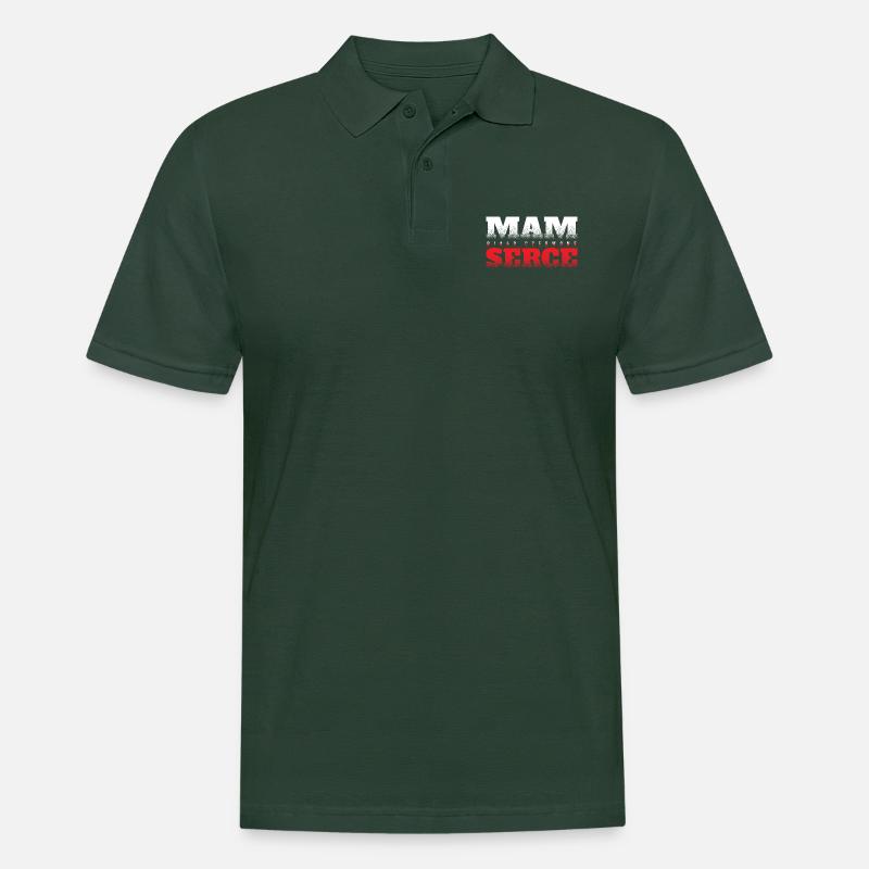 Polen - czerwone serce - Männer Poloshirt - Tannengrün