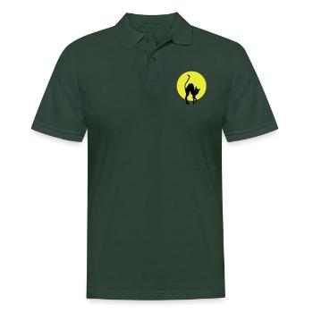 black cat full moon, vollmond - Männer Poloshirt - Tannengrün - Vorne - Nico (186cm)