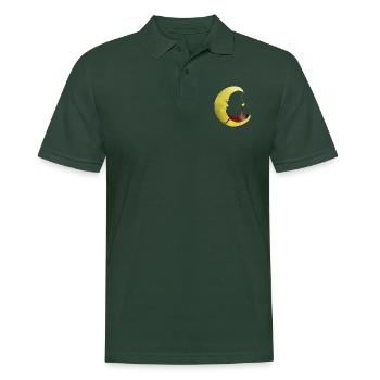 Katze spielt im Mond mit Stern - Männer Poloshirt - Tannengrün - Vorne - Nico (186cm)
