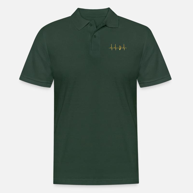 evolution ekg heartbeat harfe harp - Männer Poloshirt - Tannengrün
