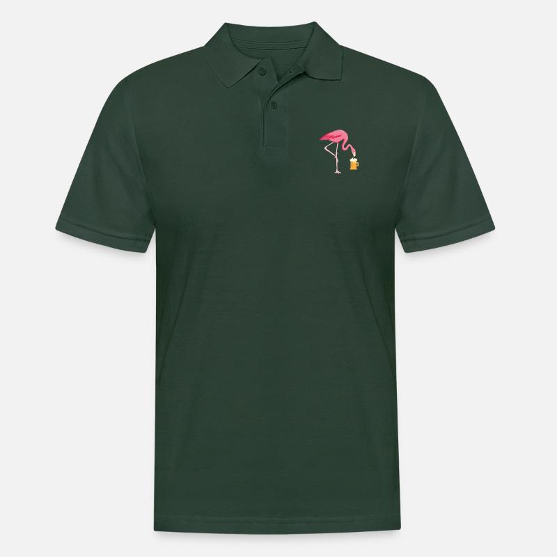 Flamingo Bier - Männer Poloshirt - Tannengrün