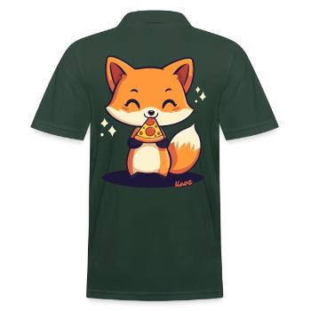 Renard kawaii mignon avec pizza - Polo Homme - vert sapin - Dos - Nico (186cm)