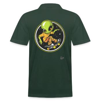 Extraterrestre du skateboard - Polo Homme - vert sapin - Dos - Nico (186cm)