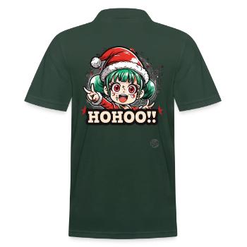 Cute Little Christmas Elf at Christmas - Men's Polo Shirt - forest green - Back - Nico (186cm)
