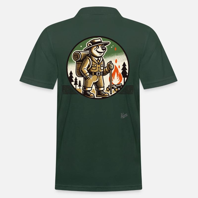 Wanderer- und Camping-Bär - Männer Poloshirt - Tannengrün