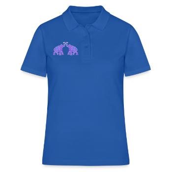 Merveilleux travail de points - Deux ÉLÉPHANTS 1 - Polo Femme - bleu royal - Devant - Ailine (174cm)