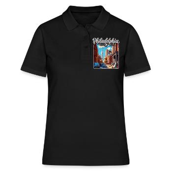 Vintage Philadelphia Retro Design - Frauen Polo Shirt - Schwarz - Vorne - Ailine (174cm)