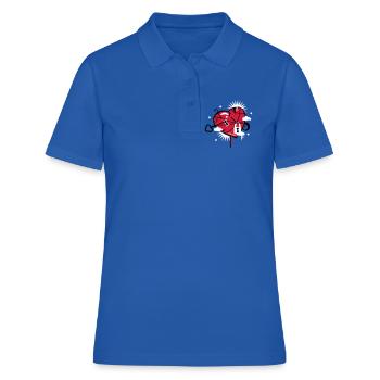 coeur lacé et réparé avec trou de serrure - Polo Femme - bleu royal - Devant - Ailine (174cm)
