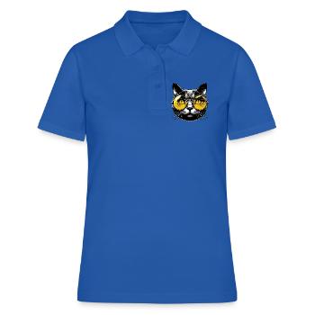 Kater mit Brille - Frauen Polo Shirt - Royalblau - Vorne - Ailine (174cm)