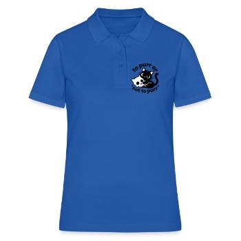Ronronner ou ne pas ronronner | Diction du chat noir - Polo Femme - bleu royal - Devant - Ailine (174cm)
