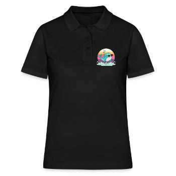 Baleine Surf Arc en Ciel Rétro - Polo Femme - noir - Devant - Ailine (174cm)