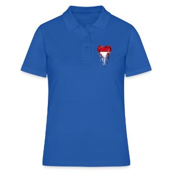 Monaco laisse tomber son cœur sous drapeau rouge et blanc - Polo Femme - bleu royal - Devant - Ailine (174cm)