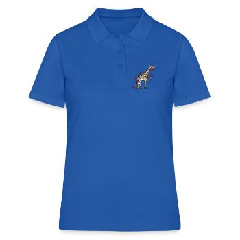Girafe en fleurs avec des roses - Polo Femme - bleu royal - Devant - Ailine (174cm)