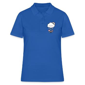 Nuage de pluie mignon et fleurs - Polo Femme - bleu royal - Devant - Ailine (174cm)